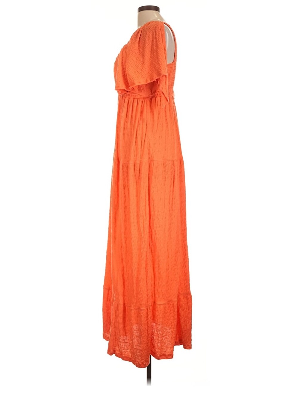 NWT Free People La La Maxi Dress Wild Papaya Orange Tiered Flutter Sz L - Picture 10 of 11